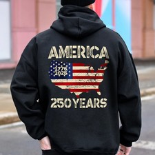 Men's 1776 Patriotic Hoodie - 250 Years America Anniversary Hooded Sweatshirt