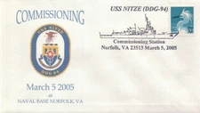 USS Nitze DDG 94, Commissioning Ceremony cover, pictorial pmk Norfolk VA 2005