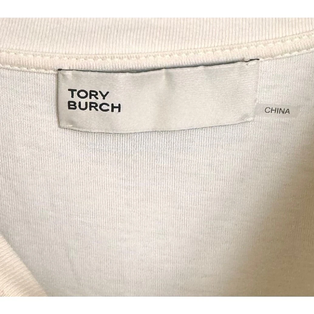 TORY BURCH tg. Abito maglietta media panna seta davanti stampa zebrata