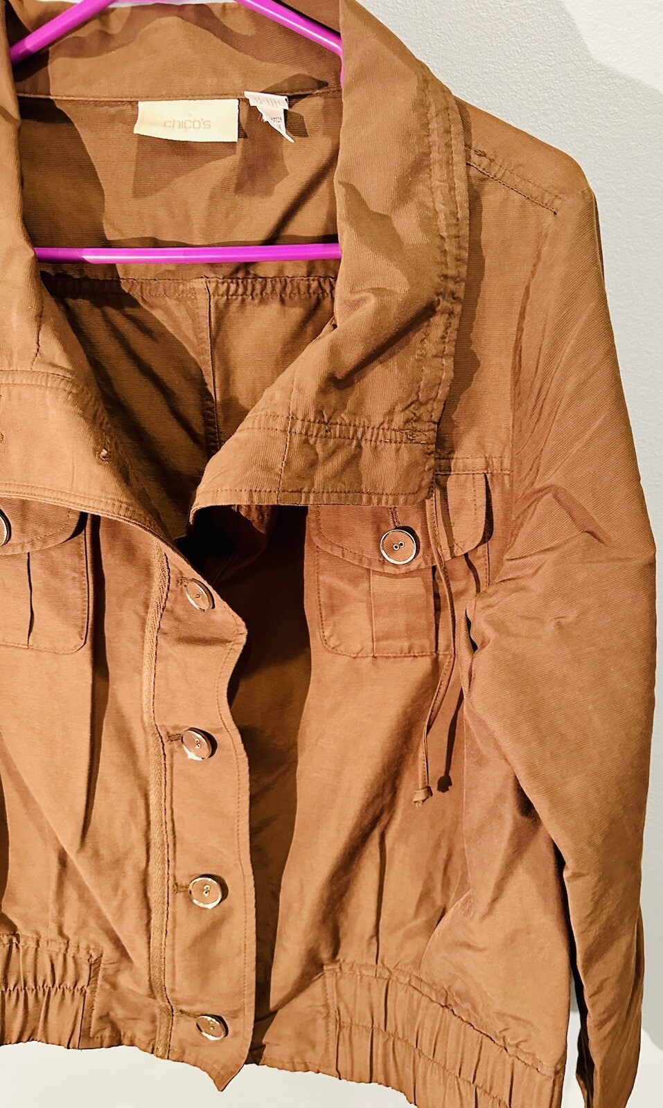 Women’s Chico Brown button Jacket with elastic wa… - image 3