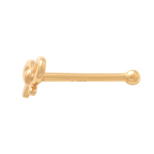 14K REAL Solid Gold Ribbon Nose Stud Piercing 22gauge Nose Dainty Minimal Nose - Picture 4 of 4