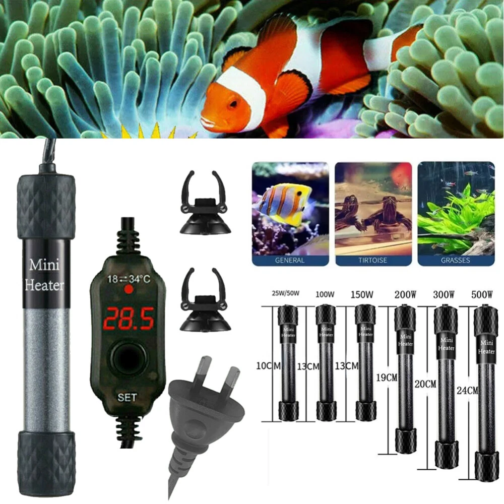 25W-300W Submersible Water Vitreous Heater Heating Rod For Aquarium Fish Tank