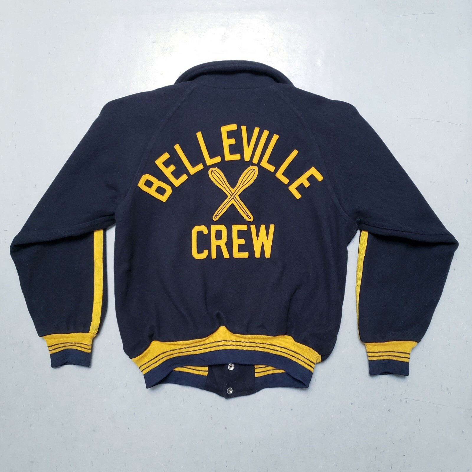 FILA Giacca vintage anni 50 NELLEVILLE CREW canottaggio Varsity patch Rockabilly cappotto new jersey