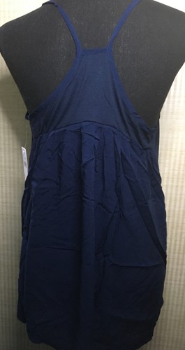 Soul Cake Tank Top Medium Navy Drapey V-Neck Women's Junior Free Ship New - Picture 3 of 5