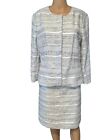 <!--F#f_0-->Ann Taylor Jacket Skit Suit Fully Lined Long Sleeve Gray White Size 10<!--F/-->