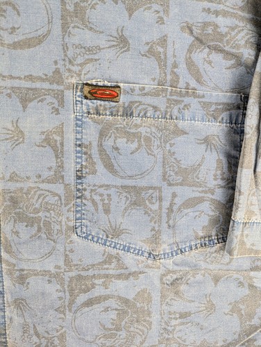 Chemise Hawaïenne Vintage 90s Quiksilver L Bleu Faded Motif Surf Streetwear - Imagen 4 de 11