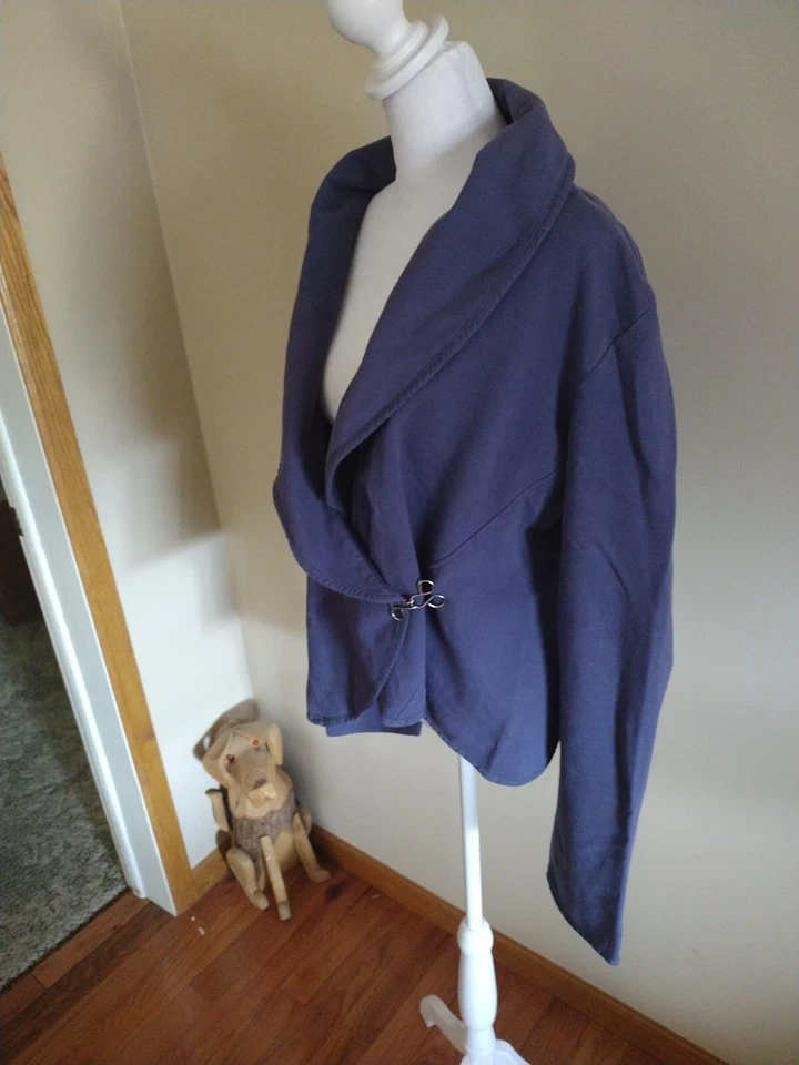 CAJA Mujer Chaqueta XLG/ALTO AZUL MARINO HERMOSA VINTAGE ÚNICA VER BONITA Foto 4 de 4