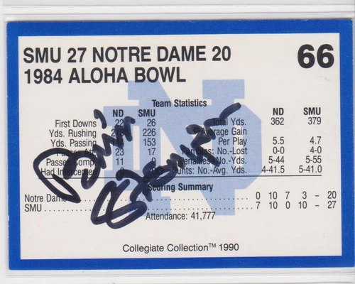 BRIAN STENGER NOTRE DAME UNIVERSITY  STEELERS 1969 AUTOGRAPHED CARD