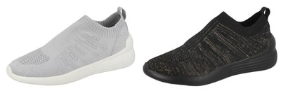 ladies black pull on trainers