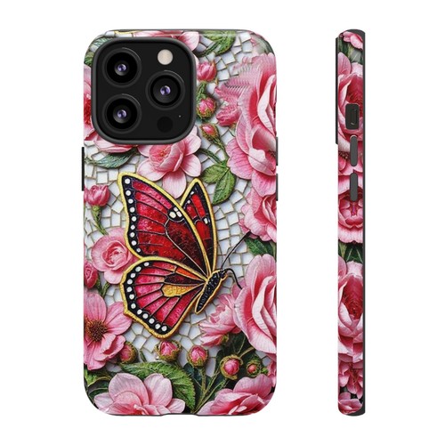Rose Tough Case Butterfly Mosaic Pink iphone 16 15 14 13 S25 S24 S23 S22 - 第 103/240 張圖片