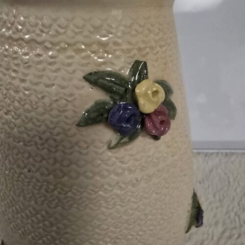 Vtg Pottery Vase Albisola 3 Dimensional Trucco Classic Roses Ceramic Pottery Ils - Picture 3 of 8