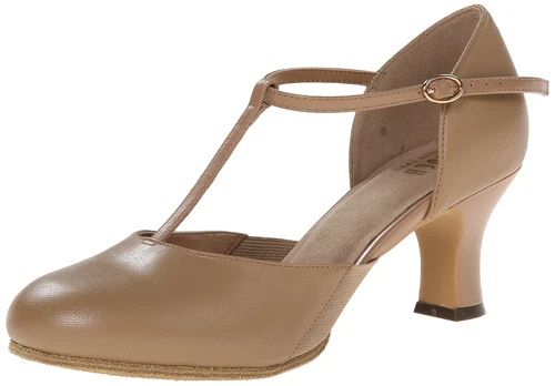 Bloch Women's Splitflex T-Strap Character Shoe, Tan, 7.5