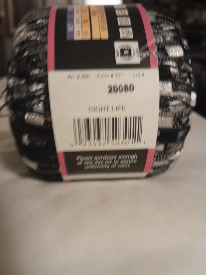 Black And White Ribbon Yarn By Lion Brand. Color Nightlife.  - Image 4 of 4