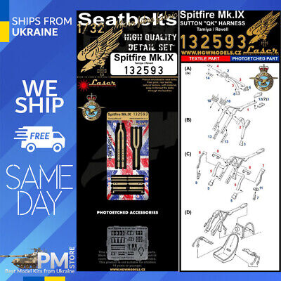 HGW 1/32 Spitfire Mk.IX Seatbelts for Tamiya or Revell kits - 132593 - Laser cut HGW 1/32 Spitfire Mk.IX Seatbelts for Tamiya or Revell kits - 132593 - Laser cut