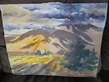 Original Watercolors By Peg Humphreys, Mt Diablo & Abstract 19" x 15" 