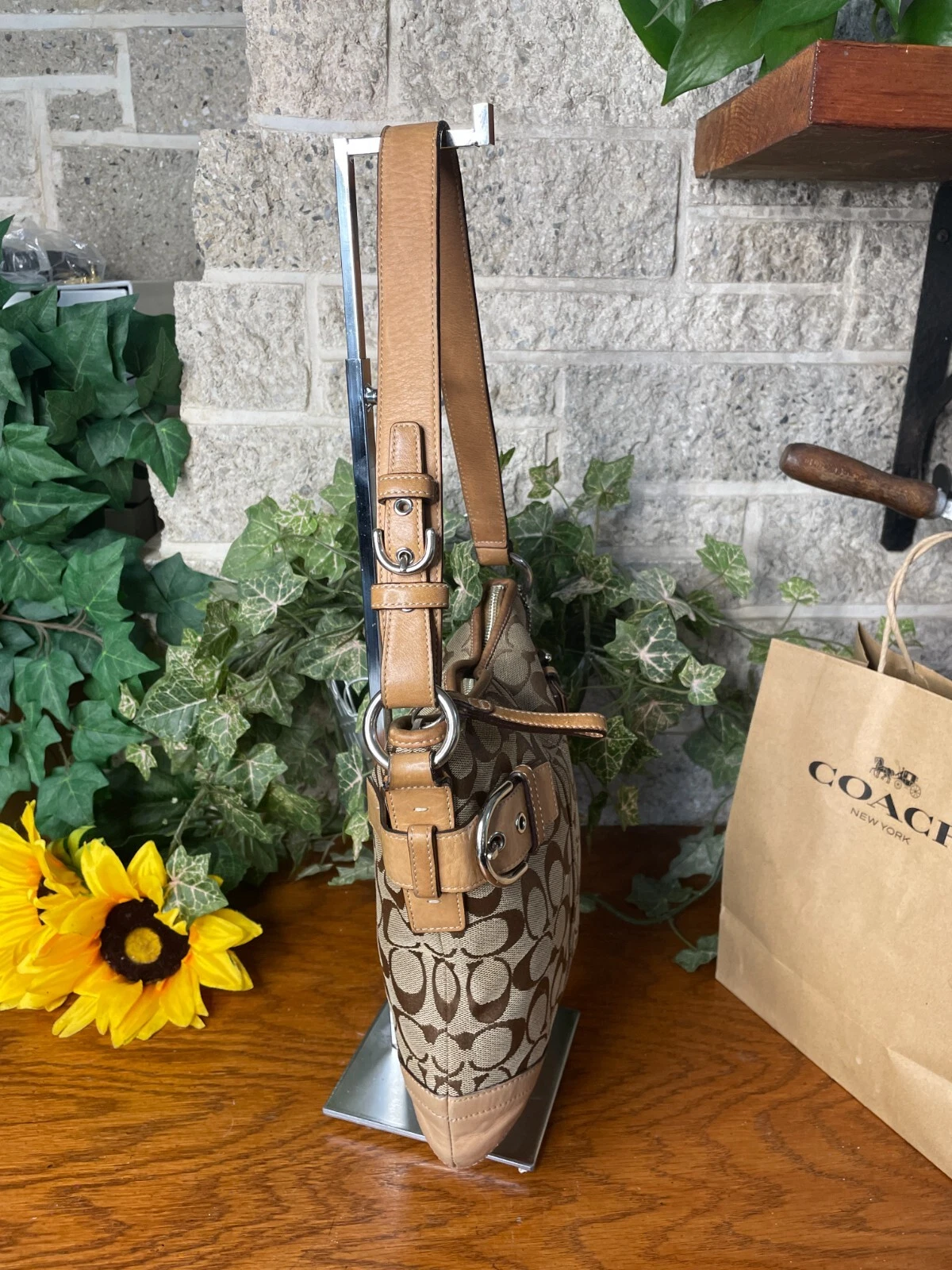 BORSA A TRACOLLA COACH SIGNATURE SMALL DUFFLE 3577 FIBBIA BORSETTA BORSETTA KHAKI