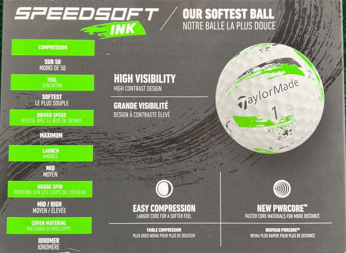 TaylorMade Speedsoft INK GREEN Golf Balls - NEW Sleeve (3