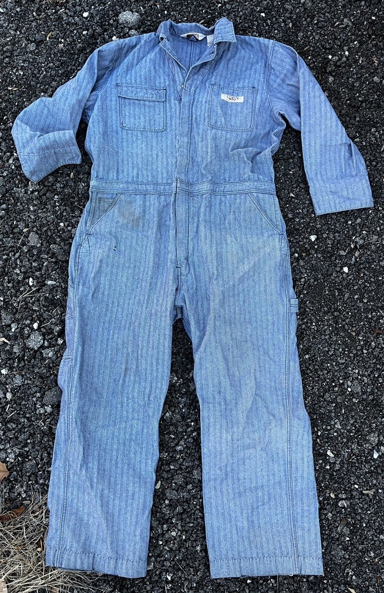 Vtg 60s Penneys Big Mac Sanforized Herringbone Coveralls Denim 