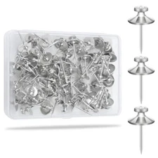  Nails for Hanging Pictures, 60 Pack Wall Hangers Without Nails, Double Silver