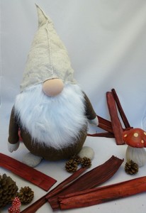 Immagini Del Cappello Di Babbo Natale.Gnomo Del Bosco Di Babbo Natale In Panno Marrone Cappello Beige E Barba Cm 90 Ebay