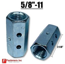 5/8"-11 x W13/16" x L 1-7/8" varilla roscada hexagonal acoplamiento tuerca zinc con agujeros de testigo