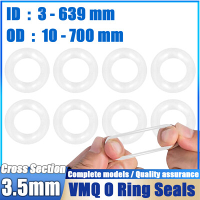Metric VMQ Silicone Rubber O-Rings Seals 3.5mm Cross Section 2mm - 693mm ID