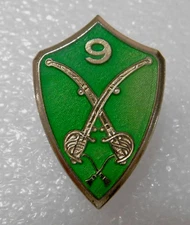 VINTAGE FRENCH ARMY 9th CUIRASSIERS / HEAVY CAVALRY ENAMEL UNIT BADGE