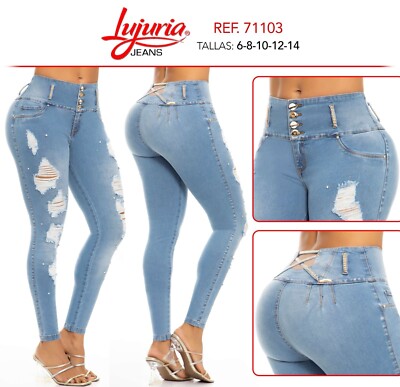 LUJURIA JEANS COLOMBIANOS COLOMBIAN PUSH UP JEANS LEVANTA COLA TALLA 14  Colombia