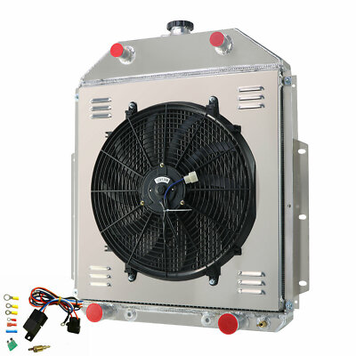4-Rows Radiator+Shroud Fan Kits For 42-52 Ford F-Series F1 F2 F3 Pickup Chevy V8