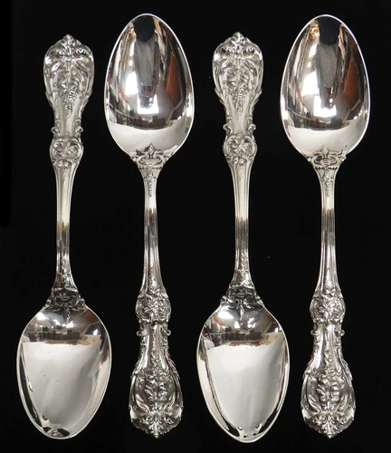 REED & BARTON (4) FRANCIS I STERLING SILVER 6 3/4" OVAL SOUP SPOONS