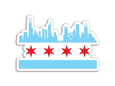 Chicago Skyline Sticker Flag Shape Printed Vinyl  Decal stickers decals  2158
