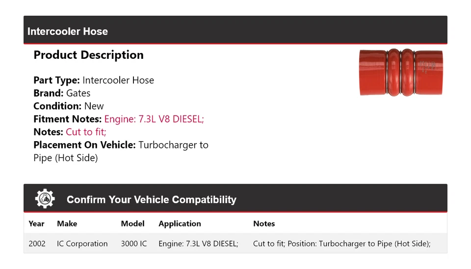 Puertas de manguera intercooler IC Corporation 3000 IC 2002 Foto 2 de 4