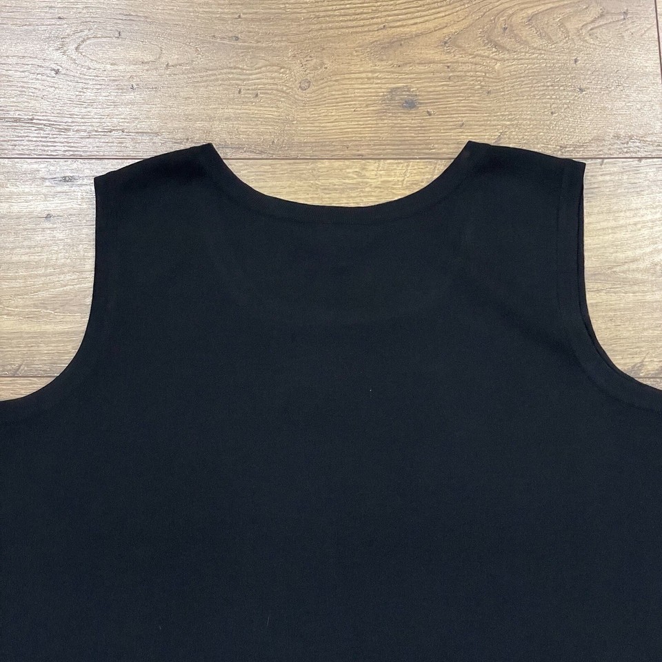 Ming Wang Top Womens 1X Sleeveless Blouse Tank Knit Shell Black Closet