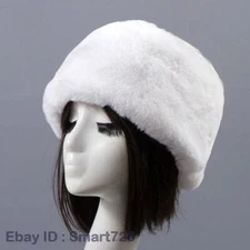 Women Thermal Faux Fur Cossack Hat Furry  Warm Ushanka Fluffy Cap Winter