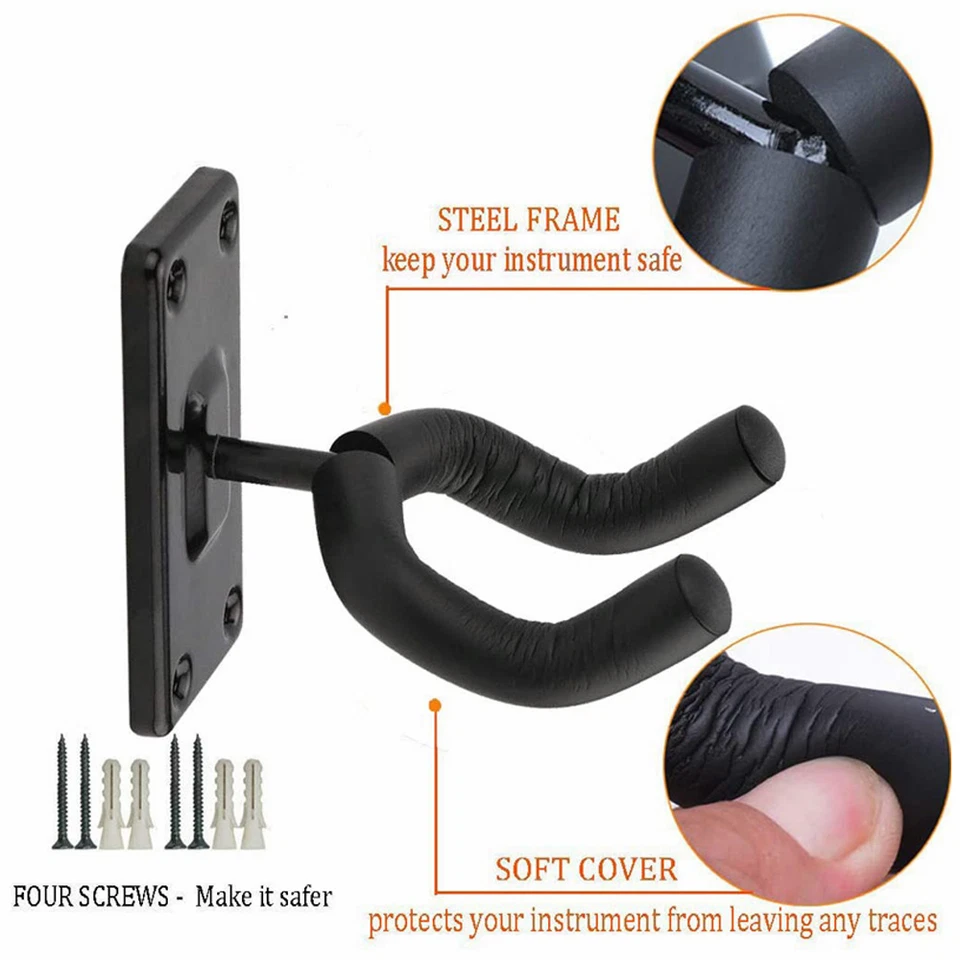 2 piezas perchas de guitarra estante ajustable exhibición de instrumentos soporte de montaje en pared gancho EE. UU. Foto 4 de 4