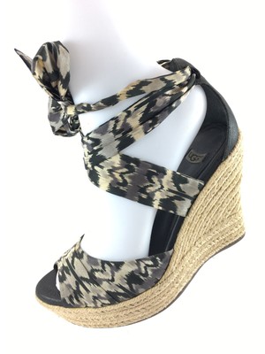 wedges with ribbon ankle wrap