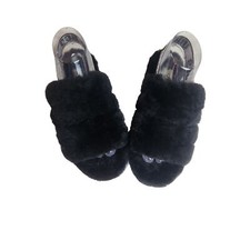 UGG Oh Yeah slide slippers womens sz 7 black strappy comfort preppy fuzzy