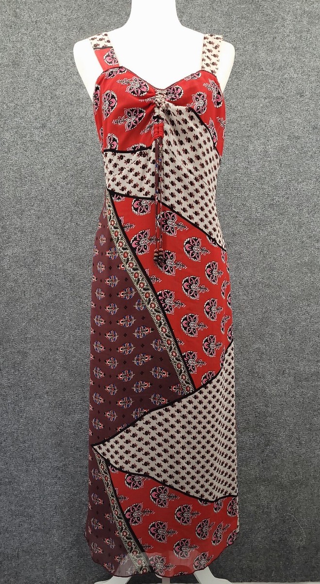 Ulla Popken Maxi Dress Womens 12 Lined Sleeveless Lightweight Red Floral  Zipper