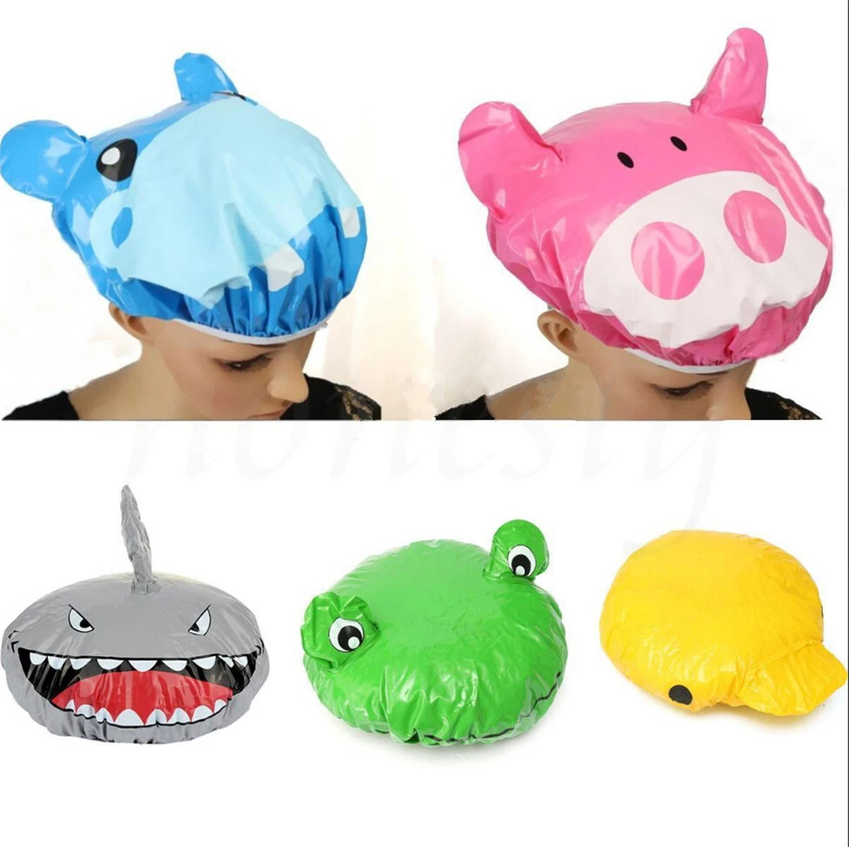 Cute Cartoon Animal Shower Cap Hat Bath Waterproof Kids Travel