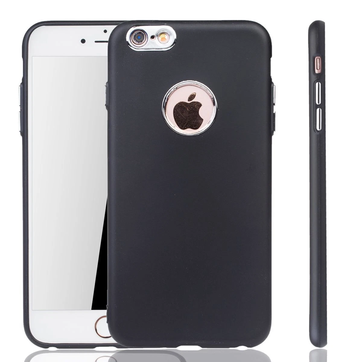 HAFFAN Custodia In Silicone TPU Per IPhone 6 Plus/6s Plus – Cover Sottile Antiurto Con Foro Portafortuna – Nero