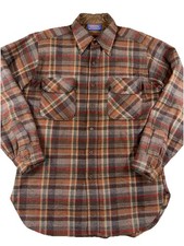 Vintage Pendleton Board Shirt Men's Medium Brown Tone Check Shadow Plaid Wool