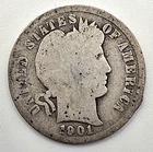 1901 10C Barber Dime《SILVER》125 Yrs Old!!!