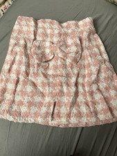 Girl's Pink White Checkered Skirt With Bow 3T-4T Toddler New
