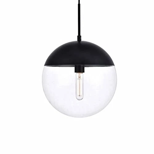 Eclipse 1 Light Black Pendant With Clear Glass - Picture 1 of 3