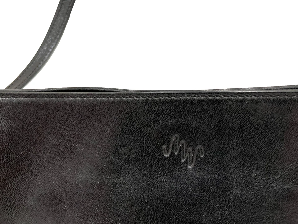 Bolso de hombro de cuero negro vintage MONSAC Foto 2 de 4