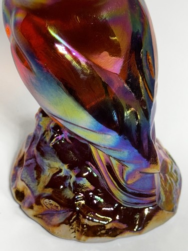 Fenton Owl Iridescent Carnival Solid Glass Figurine 5.5” - Picture 5 of 13
