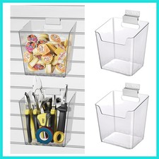 Clear Slatwall Bins, 4 Pack Slat Wall Accessories Cups Hooks Assemble Set Fit...