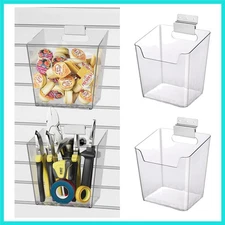 Clear Slatwall Bins, 4 Pack Slat Wall Accessories Cups Hooks Assemble Set Fit...