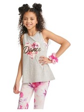 Justice Girls Fashion Dance Tank with Built in Sports Bra, Size Large