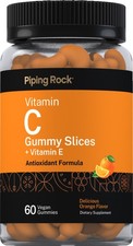 Vitamin C Gummies  60 Count  Orange Flavor  with Vitamin E  by Piping Rock